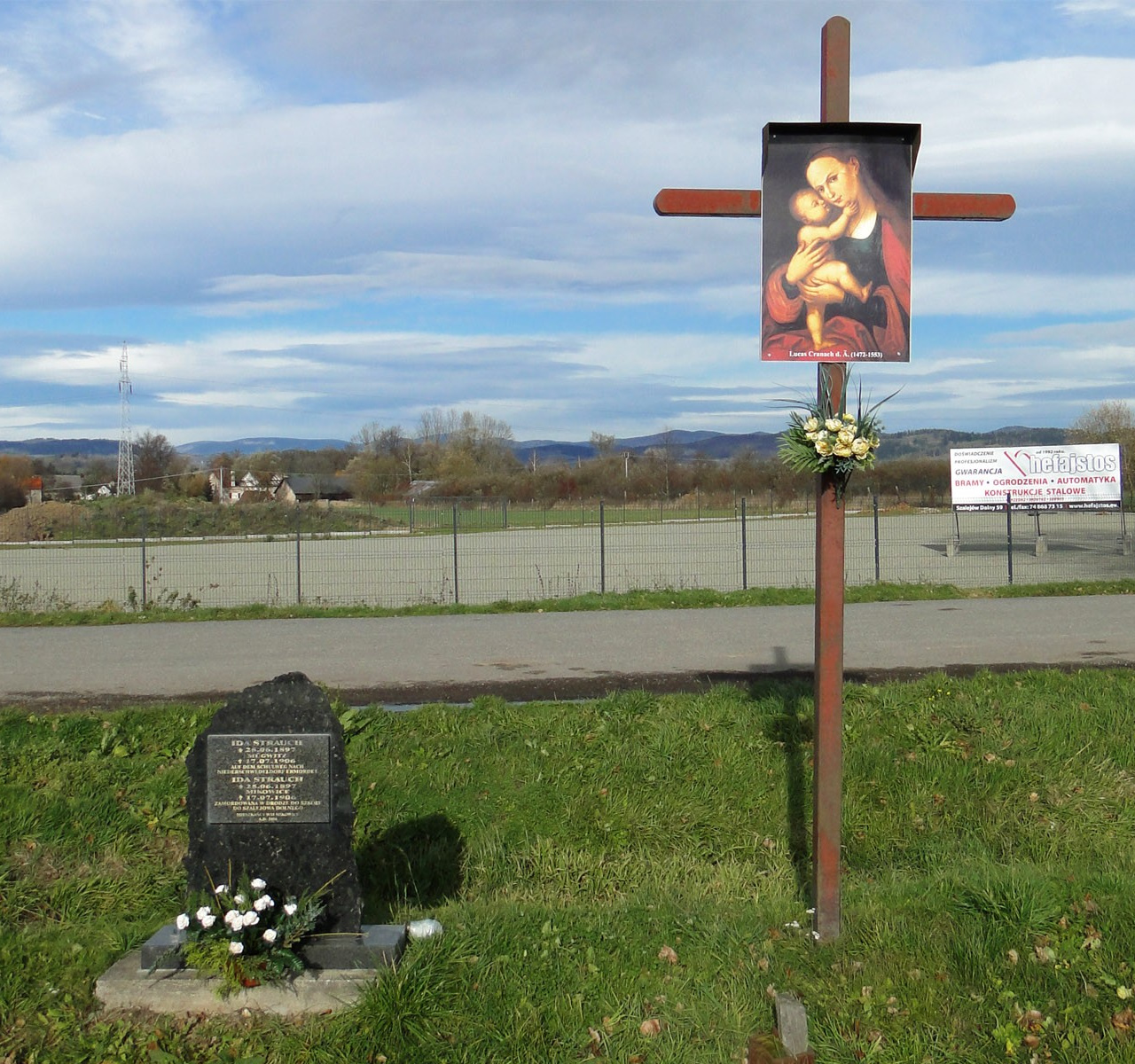 Gedenkstein am Kreuz für Ida Strauch