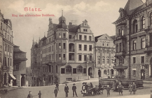Glatz. Ring und schlesisches Bankhaus. „Kunstverlag A. Gröger, Habelschwerdt“ um 1915